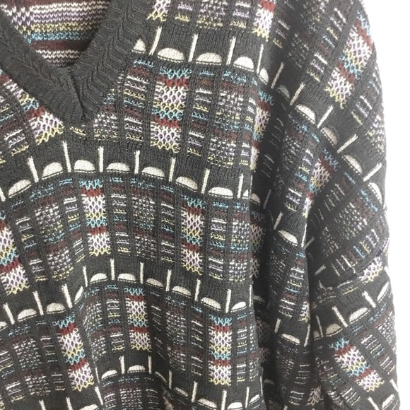 Pronto Uomo Mens Pullover Sweater Multicolor Abstract Merino Italy M - Picture 2 of 6